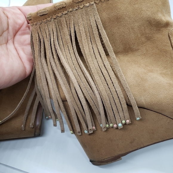 Bershka Fringe Wedge Ankle Boots Size 38 - Picture 5 of 16